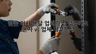 원룸 이사, 용달 업체가 정답일까요? 혼자 vs 업체 비교분석!